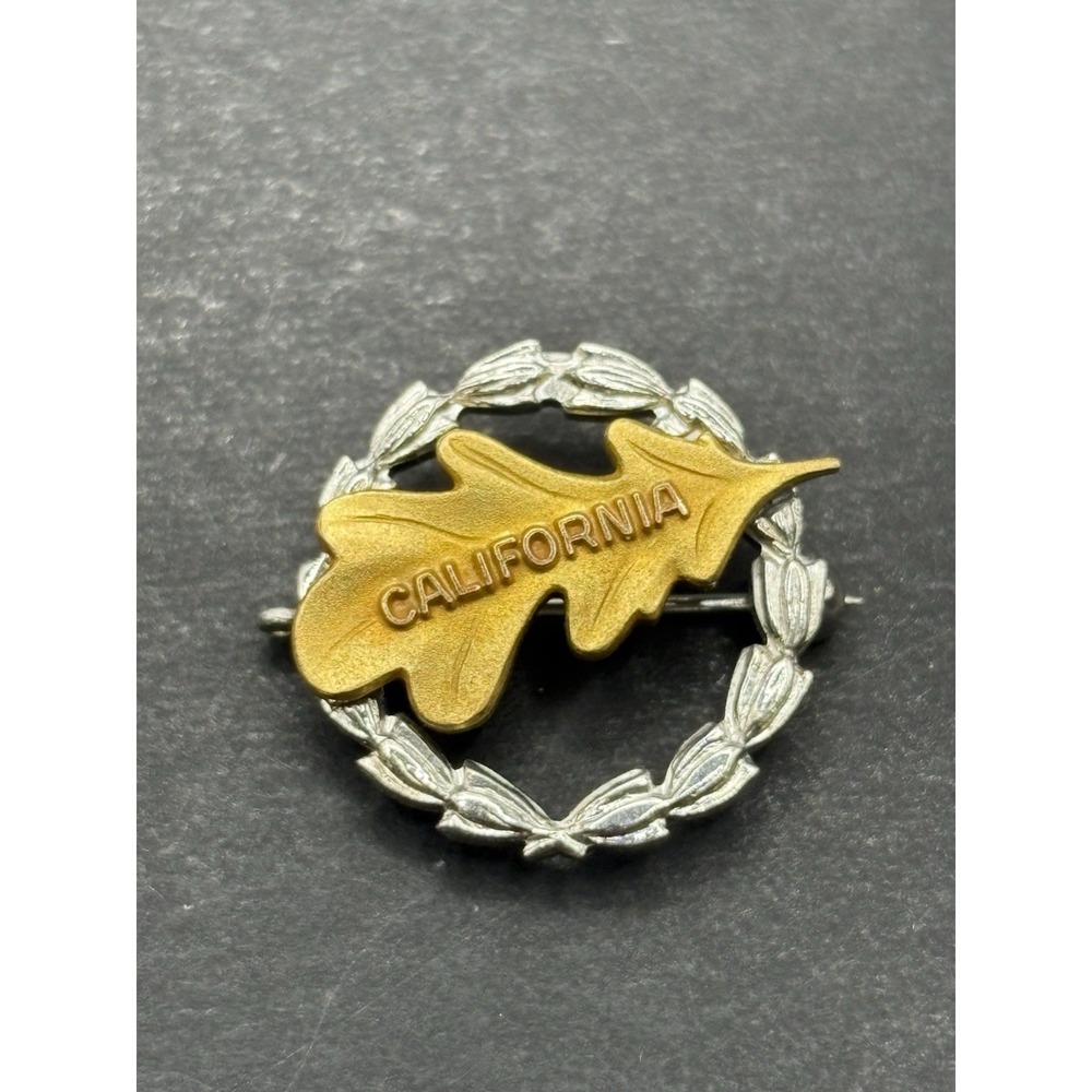 Vintage 10K Yellow Gold Sterling Silver California Wreath Brooch Pin H17
